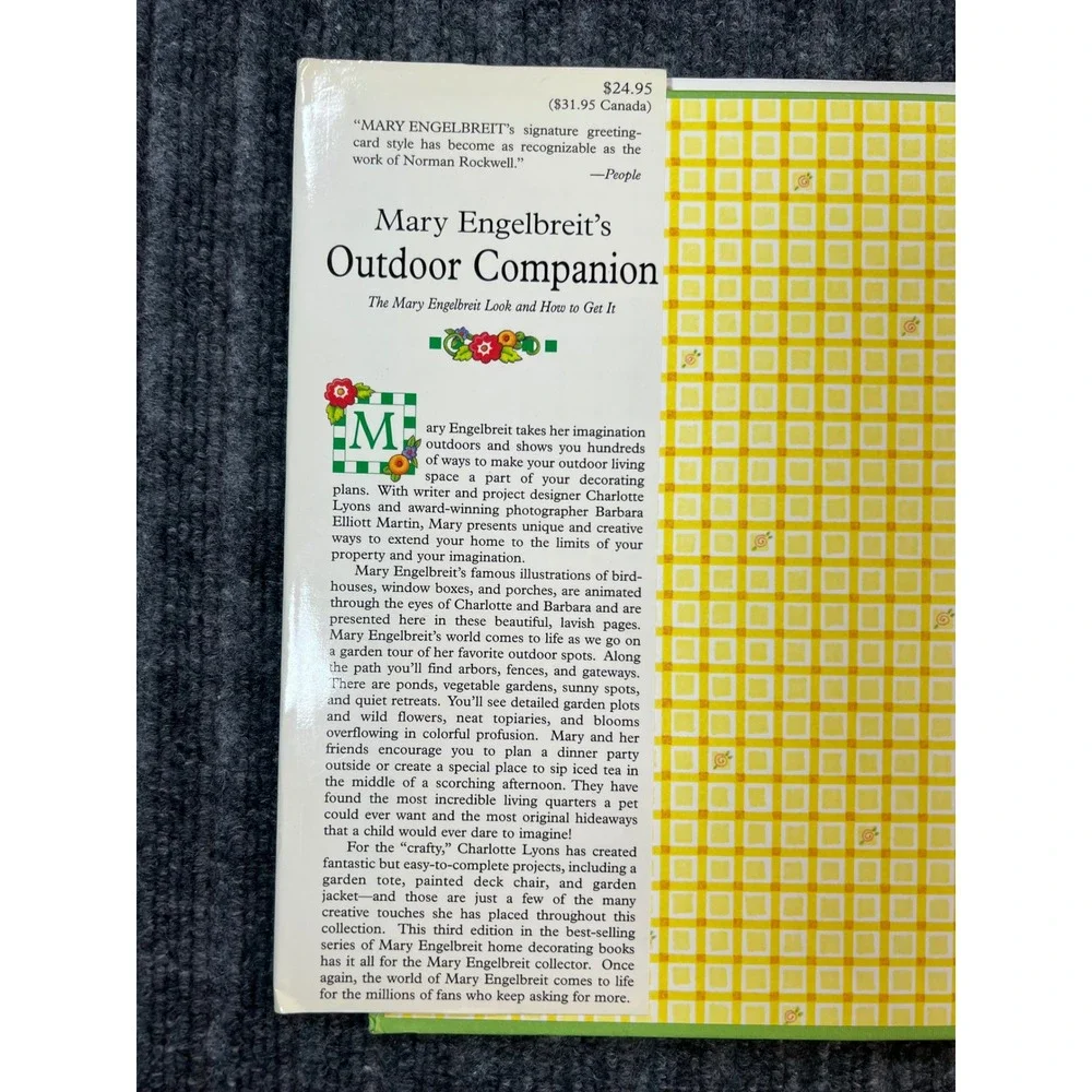 Vtg 90s MARY ENGELBREIT Outdoor Companion Book Hardcover Gardening Cozy DIY 1996